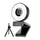 PAPALOOK WEBカメラ HD1080P LEDライト付き 明るさ3階段調節可 三脚スタンド付き 自動光補正 マイク内蔵 ライブストリーミング ウェブカメラ PC外付けカメラ WINDOWS MAC(2)