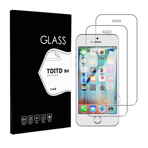 TDITD ガラスフィルム 2枚入 IPHONE SE/IPHONE5/IPHONE5S/IPHONE5C 用 強化ガラス フィルム 日本製素材旭硝子製 高透過率 防爆裂 スクラッチ防止 気泡ゼロ 指紋防止 硬度9H APPLE