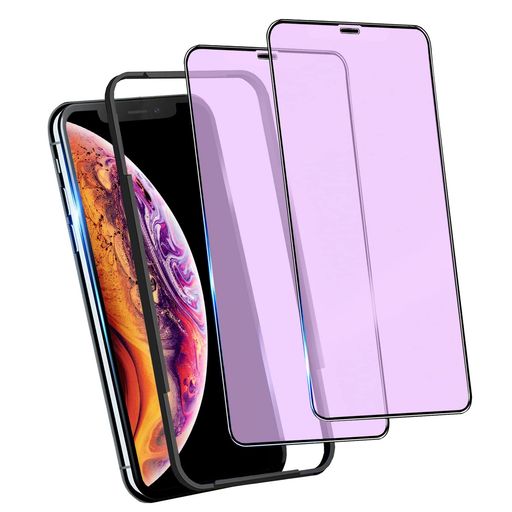 DZHFU【ブルーライトカット】iPhone11ProiPhoneXXs用強化ガラスフィルム(2枚)高感度なタッチ感/飛散防止/硬度9H/気泡ゼロ/貼りミスゼロ/飛散防止全面保護フィルム強化ガラスフィルム2枚ガイド枠…