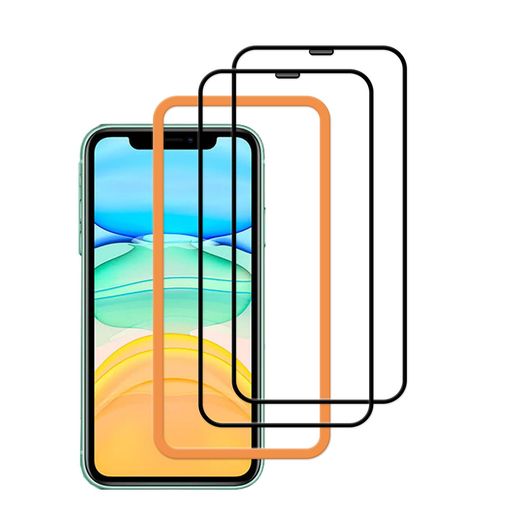 Rakuten - 【2枚セット】ガイド枠付きKPNS日本素材製全面保護iPhone11/iPhoneXR用ガラスフィルム強化ガラスカバー保護フィルム