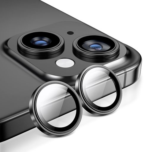 【ガイド枠一体化】MAGICJOHNアイフォン14/14plus用カメラ保護カバー黒縁取りオープナー付き簡単装着iPhone14カメラカバー露出オーバー防止航空用アルミ合金防塵カメラレンズカバーブラック(2)