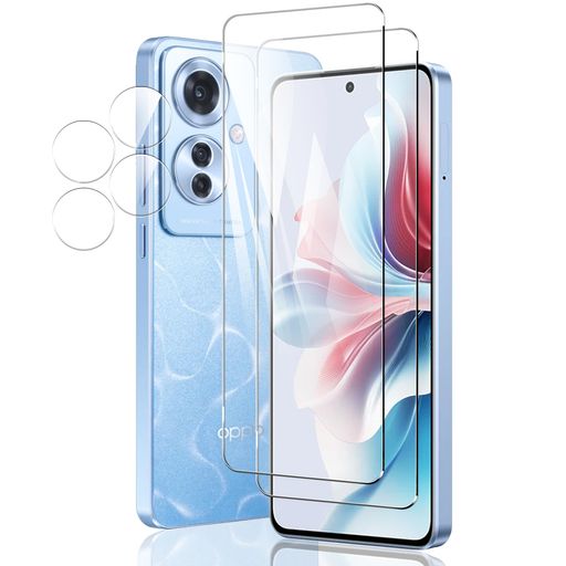 WHskyee OPPO Reno11 A 用の ガラスフィルム + カメラフィルム 硬度9H 強化ガラス 保護 フィルム 貼り付け簡単/指紋防止/…