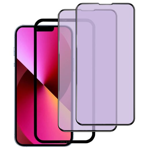 Rakuten - DXFAUブルーライトカットガラスフィルムiPhone13Pro/iPhone13/iPhone14用6.1インチ対応滑らかなタッチ操作指紋付着防止飛散防止気泡防止硬度9H強化ガラス全面保護フィルムガイド枠付き