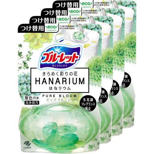【まとめ買い】液体ブルーレットおくだけきらめく彩りの花はなリウムピュアブルームの香り詰め替え用70mlx4個トイレタンク芳香洗浄剤