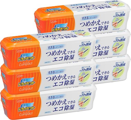 ドライペットコンパクト除湿剤[つめかえできるエコ除湿]どこでも用本体容器x6個乾燥剤湿気取り[まとめ..