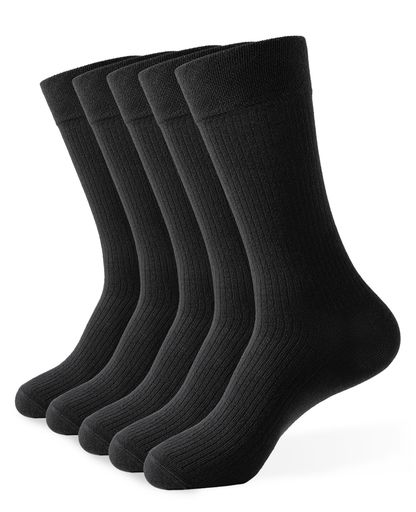 [Wamicu]靴下メンズコーマ綿ビジネスソックス5足セット吸汗消臭通気性四季適用ビジネスカジュアル24-28cm黒