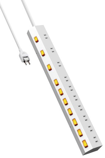 エレコム電源タップ雷ガード10個口個別スイッチホコリ防止シャッター付きスイングプラグ2.5mホワイトECT-1625WH
