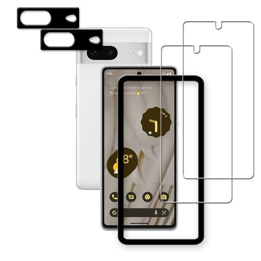 2+2 枚セット ガイド枠付き 指紋認証可能 HKKAIS 日本製硝子採用 GOOGLE PIXEL 7 用 ガラスフィルム カメラフィルム 強化 ガラス 液晶画面 保護フィルム