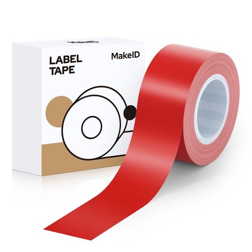 MAKEID L1/Q1ラベルプリンタ―用紙全面ラベル ラベルシール 純正 感熱ロール紙 幅16MM長4M 手書き/値札/宛名/重量/番号/に適用 ANDROID/IOS対応 (薄赤色)