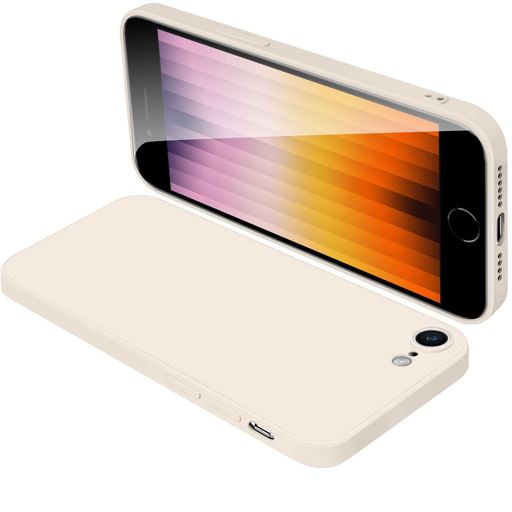 に適合するiPhone SE3 SE2 8 7 用のケース シリコン アイフォン SE3 用のカバー スマホケース 全面保護 耐衝撃 液体シリコーン 薄型 ストラップホール付き 滑り止め 落下防止 4.7インチ(オフホワ…