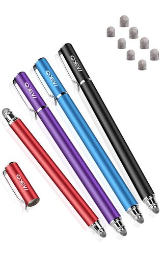 スタイラスペン MEKO(第2世代)4本セットタッチペン スマホ IPHONE IPAD スタイラスペン ANDROID スマートフォン タブレット用 ペン導電繊維ペン先 ブラック/ブルー/パープル/レッド