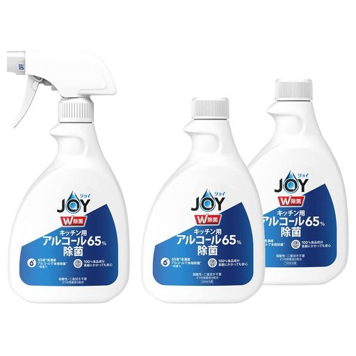 【まとめ買い】ジョイW除菌スプレーキッチン用65%アルコール本体350mL+つけかえ350mLx2個