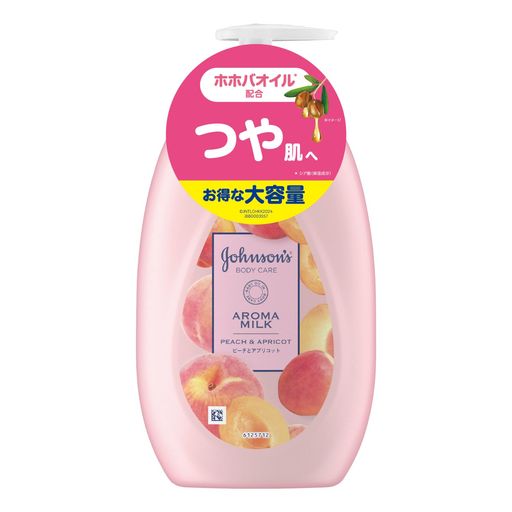 ジョンソンボディケア ラスティングアロマミルク 500ml ピーチとアプリコットの香り ボディクリーム ボディミルク ローション ポンプ 保湿 【大容量】