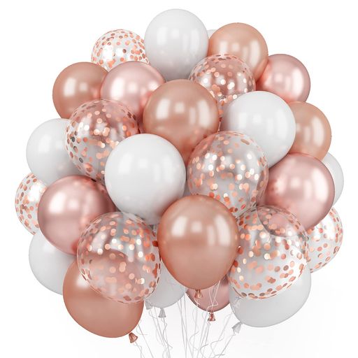 バルーン ローズゴールド ホワイト 20個 風船 ローズゴールド 白 豪華セット 誕生日 飾り付け ローズゴールド 白 ラテックス風船 紙吹雪風船 バースデーパーティー 結婚式 記念日 飾り イベント お祝い バルーンブーケ 結婚祝い