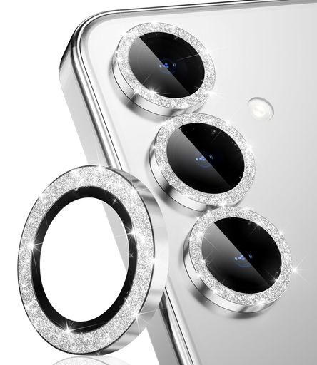 CloudValleySamsungGalaxyS25用カメラレンズ保護フィルムブリングレンズカバーHD強化ガラス9H硬度傷防止カメラフィルム防塵耐衝撃簡単貼付S256.2”(2025)対応-グリッターシルバー