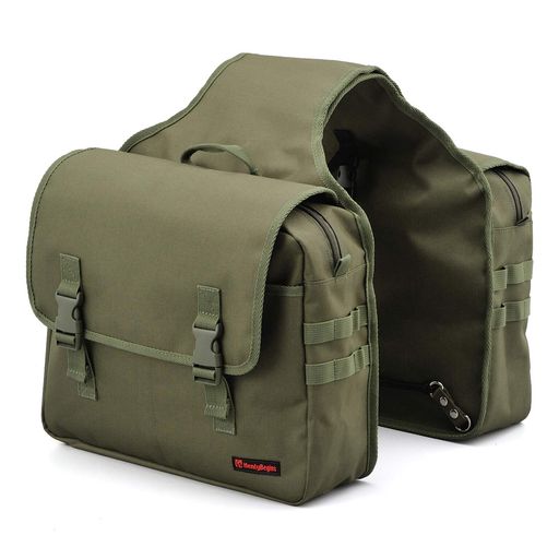 サドルバッグMIL 10L 左右セット サイズ(片側)::H280xW350xD100mm 容量(片側):10L シート幅に合わせて、バッグ連結部の長さ調整可能 バッグの型崩れ防止芯材入り