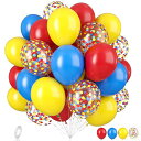 バルーン 風船 40個 ブルー レッド イエロー マルチカラー 10インチ ゴム風船 豪華セット 誕生日 飾り付け ラテックス風船 紙吹雪風船 バースデーパーテ...