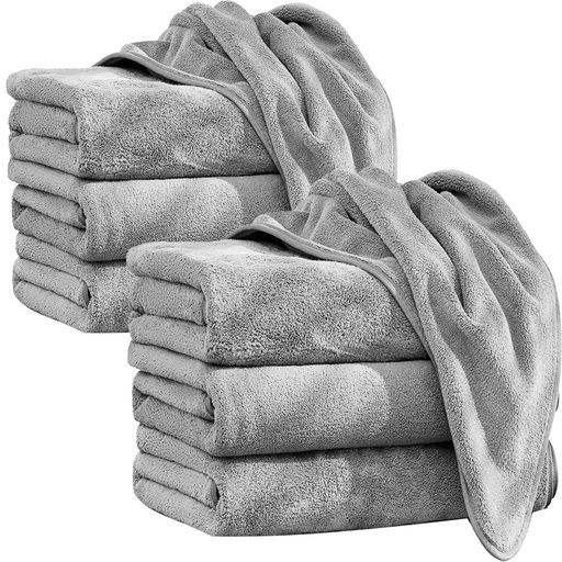 バスタオル大判ふわふわ柔らかい抗菌防臭【SANRUIHE140X70cm大判6枚ライトグレー】ナノファイバー高速..