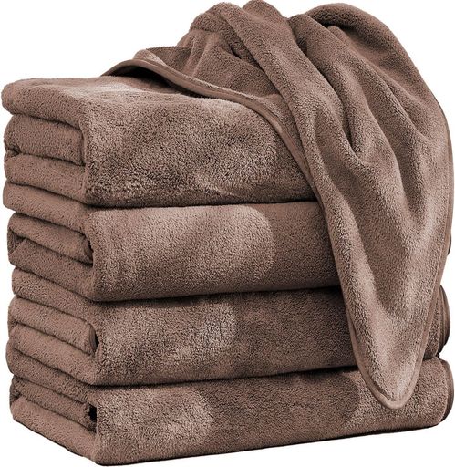 フェイスタオルふわふわ柔らかい抗菌防臭【SANRUIHE75X35cm4枚ブラウン】ナノファイバー高速吸水速乾耐..