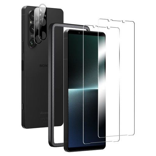 XPERIA 1 V フィルム 2枚 + カメラフィルム【旭硝子素材製】2枚 XPERIA 1 V ガラスフィルム 強化ガラス 気泡防止 XPERIA 1 V 保護フィルム エクスペリア 5 V SOG10 SO-51D 対応 BESECOU