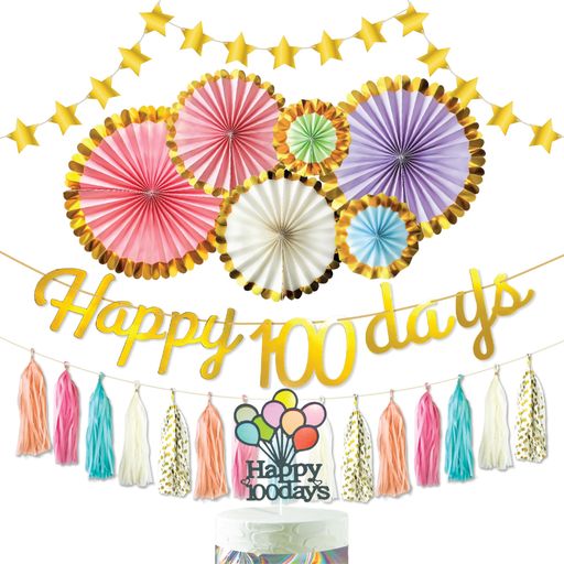 Rakuten - HaHaHa!【完成タッセル!】100日祝い誕生日飾り付けセットペーパーファンタッセルガーランドデコレーションケーキトッパーHAPPYBIRTHDAYバースデーパーティーバナー装飾男の子女の子お祝い記…