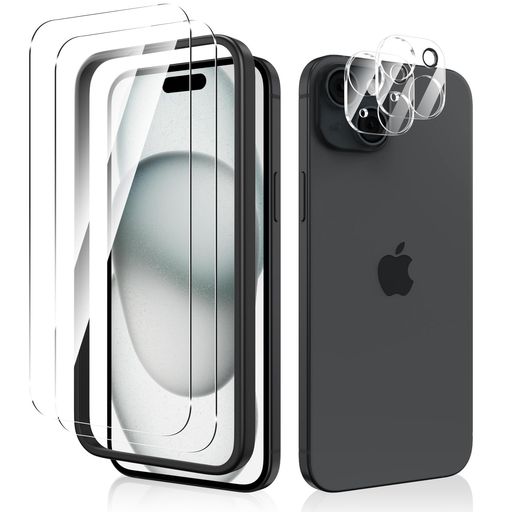 【iPhone15に最適なフィット】スクリーンプロテクターとカメラレンズプロテクターは、iPhone156.1インチ用に設計されています。購入する前に電話のモデルを確認してください。 【フィンガープリント防止およびHD機能】日本旭硝子素材採用!保護フィルムの表面はプラズマ疎油性コーティングからなる。それは非常に滑らかです、フィンガープリントが汗とグリースからの指紋を効果的に防止します。光学グレードの光透過率99.99%、画面の視認性を高めるために効果的に。 【ウルトラスリムデザイン】0.26mm超薄硬度強化ガラス製高精細度99.9%。完全完成したタッチスクリーンの精度と応答性。2.5D丸みを帯びたコーナーデザイン、エッジは滑らかで傷を感じて傷をつくことはありません。 【簡単インストール】泡、簡単な設置、そして完璧なフィット感はありません。埃を取り除き、設置前に正しく整列させる、バブフルの粘着剤スクリーンプロテクターを簡単に取り付けることができます。2x強化ガラススクリーン保護フィルム、2xカメラレンズスクリーンプロテクター、1xガイド枠付き、2x機器クリーニングワイプ、2xダストステッカー。