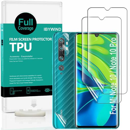 Rakuten - IBYWINDXIAOMIMINOTE10/MINOTE10PRO専用保護フィルム2枚入りカメラレンズプロテクター付き背面保護フィルム付き指紋認証対応気泡な