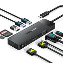 ドッキングステーションHDMI2つデュアルHDMIハブUSBTYPEC変換アダプター10-IN-14KHDMI2ポート3画面拡張リプルディスプレイHDMI*2/VGA/USB-CPD100W(2)