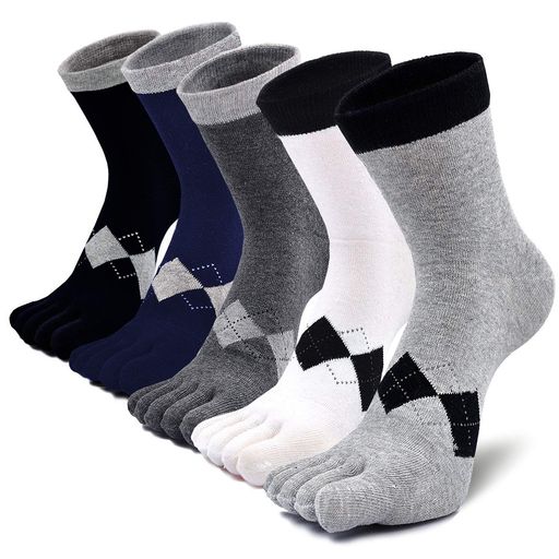 [Vraquir]5本指ソックスメンズ五本指靴下抗菌防臭男性ビジネスソックス綿蒸れない破れにくい丈夫な靴下水虫対策通気性四季適用5足セット(5足セットクラシック)