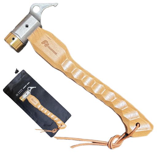 FORESTHOMEペグハンマーハンマー真鍮ヘッド名栗加工ハンドル小型コンパクトペグ打ちアウトドアテント設営