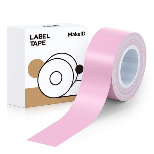 MakeIDL1/Q1ラベルプリンタ―用紙全面ラベルラベルシール純正感熱ロール紙幅16mm長4m手書き/値札/宛名/重量/番号/に適用Android/IOS対応(桜色)