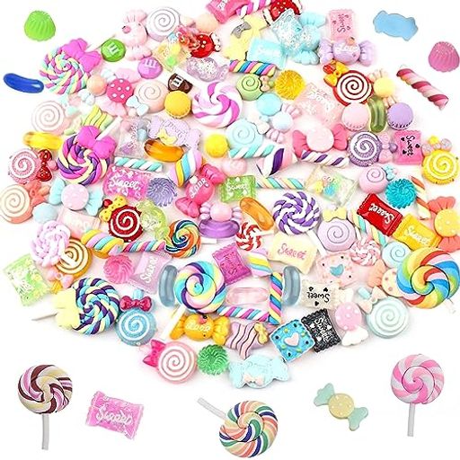 デコパーツ【50個セット】樹脂製ヘアピンパーツアクセサリーミックスデコパーツキャンディーカラーミッ..