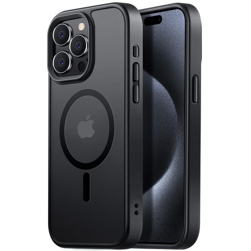 【米軍規格・MagSafe対応】GtsohoiPhone15ProMax用ケース半透明マグネット搭載ワイヤレス充電耐衝撃耐久性全面保護黄ばみなしストラップホール付きイフォン15ProMax用カバーマグセーフ対応ブラ…