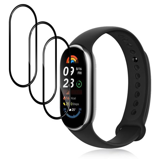 【3枚】FOR XIAOMI SMART BAND 9 フィルム シャオミ スマートバンド9 保護フィルム KLUSO PET複合材 炭素繊維 3D曲面カバー 高透過率 高感度タッチ 指紋防止 衝撃吸収 自動吸着 気泡防止 XIAOMI MI BAND