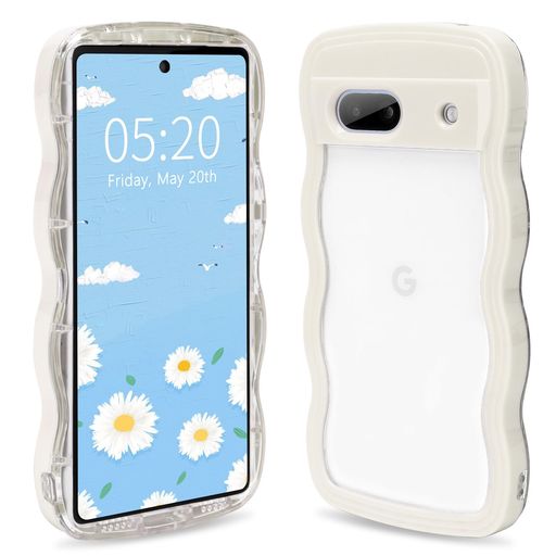 Rakuten - 【Newnugds】GooglePixel6Aケース韓国おしゃれシンプル波状エッジ透明2in1創意個性超軽量可愛い女子向けスマホケース指紋防止擦り傷防止全面保護耐衝撃衝撃吸収携帯ケース人気ホワイト