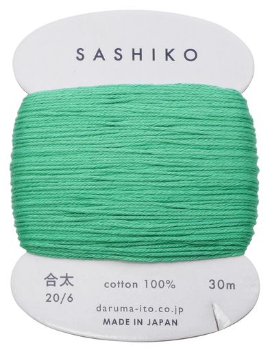 ダルマ刺し子糸〈合太〉カード巻きCOL.207エメラルド約30m01-2410グリーン