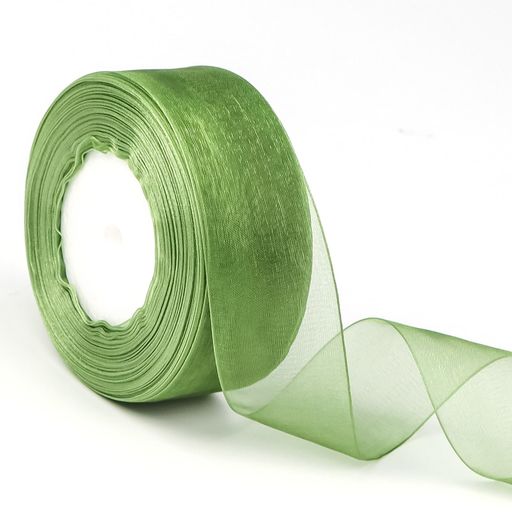 DRERIOリボン緑幅広長さ45mx4cm幅巻ラッピングリボン手芸クリスマスオーガンジーリボン両面滑らか生地ribbon手芸可愛い花材お正月髪飾り服飾(緑)