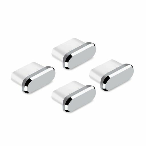 サムコスサムコスTYPE-Cキャップコネクタカバー携帯TYPEC充電穴キャップアルミ製超耐久性防塵保護防塵カバースマートフォン用4個入り(シルバー)