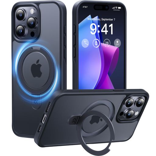 Rakuten - 【2024必見!4in1多機能満載】CASEKOOiPhone15Pro用ケース米軍MIL規格耐衝撃MagSafe対応隠しスタンド指紋防止マット仕上げ黄変防止薄型半透明いphone15proケースストラップホール付き