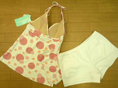 水着 レディース タンキニ 3点セット 9M ワンピース Shreanu シュリーヌ 風 き ドット 赤 女性 9号