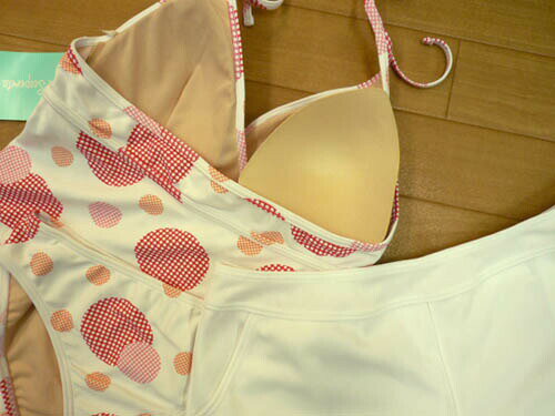 水着 レディース タンキニ 3点セット 9M ワンピース Shreanu シュリーヌ 風 き ドット 赤 女性 9号