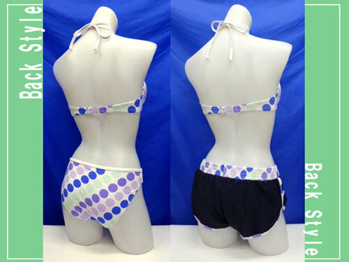 水着 レディース ビキニ 3点セット 9M Vento Marino ベントマリノ ワイヤービキニ パンツ シュシュ付 ドット 青 ピンク 紫 9号