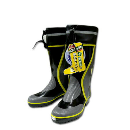 ゴム長靴 ジョルディック DX-41 カバー付き 4層構造 吸汗インナー 福山ゴム ながぐつ 24.0〜28.0cm ブラック×ライム 黒