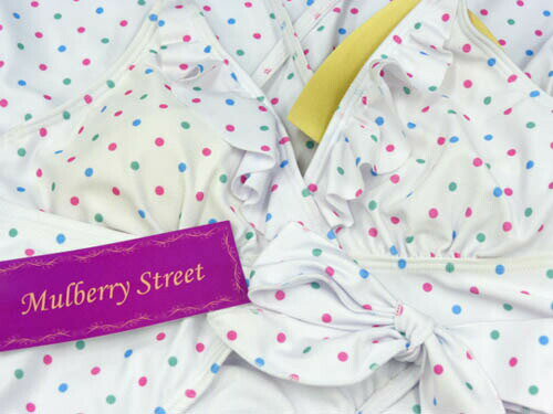 水着 レディース 2点セット 11L ワンピース Mulberry Street マルベリーストリート ドット柄 ピンク 白 女性 11号