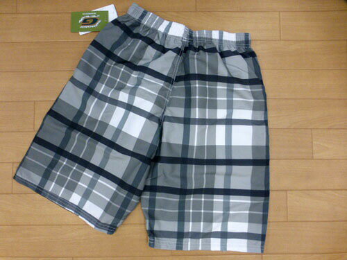 水着 メンズ M サーフパンツ GARNISHCLUB 男性用 ブランド 格子 グレー