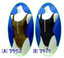 水着 レディース フィットネス ワンピース S/M/L ファスナー付き 女性用 茶/黒