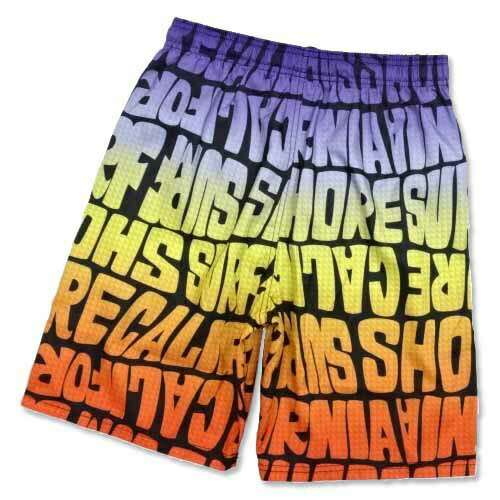 水着 メンズ M サーフパンツ ブランド CALIFORNIA SHORE 男性 スイムパンツ カラフル ロゴ