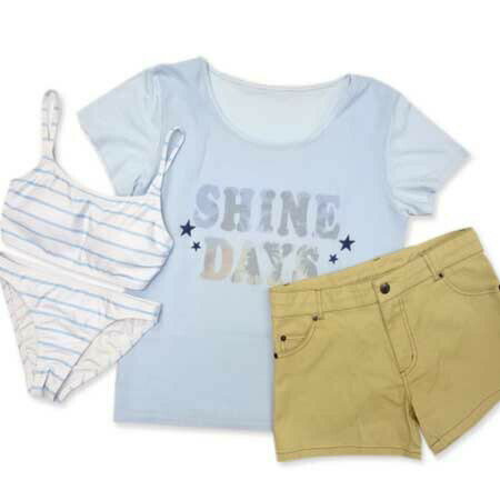 水着 レディース ビキニ 4点セット 7S パンツ付 体型カバー サイズ ショートパンツ き ボーダー