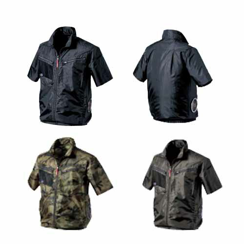 Rakuten - 空調ウェア 空調 服 服単体 V7717 サイドファン半袖ジャケット 4L 村上被服 HOOH 快適ウェア
