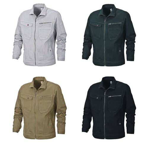 作業服 シンメン ストレッチコットンジャケット 02800 S〜3L ■重量感とタフさを感じさせる表情。 ■着やすさに直結する抜群のストレッチ性。 ■綿98%、ポリウレタン2% ■4L、5Lは別のページにあります。 サイズ：S、M、L、LL、3L、（4L、5L） カラー：シルバーグレー、カーボングレー、キャメル、インディゴ ※商品は予告無くメーカー都合により、商品仕様形状が一部変更になる 　場合があります。すみやかな改定を心がけておりますが、ご了承下さい。作業服 シンメン ストレッチコットンジャケット 02800 S〜3L